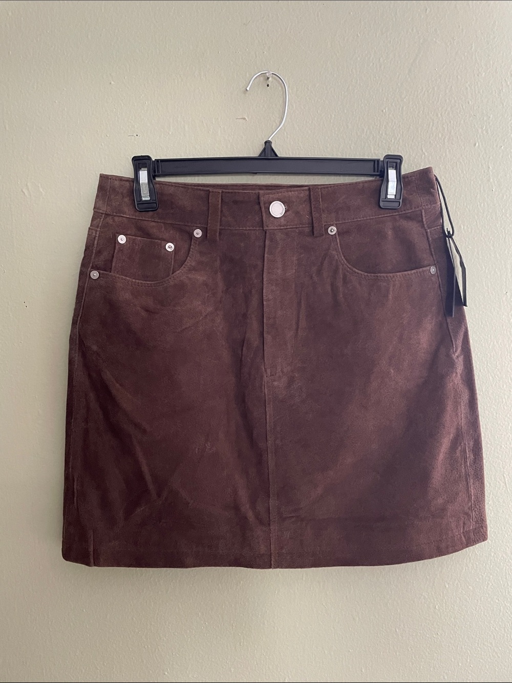 BLANK NYC Brown Suede A-Line Mini Skirt